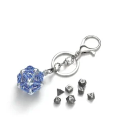 Mini Metal Dice Set Keychain Bla