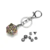 Mini Metal Dice Set Keychain Rainbow D20