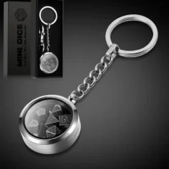 Mini Metal Dice Set Keychain Silver