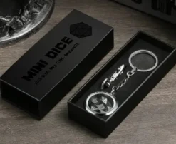 Mini Metal Dice Set Keychain Silver