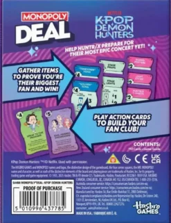 Monopoly Deal K Pop Demon Hunters