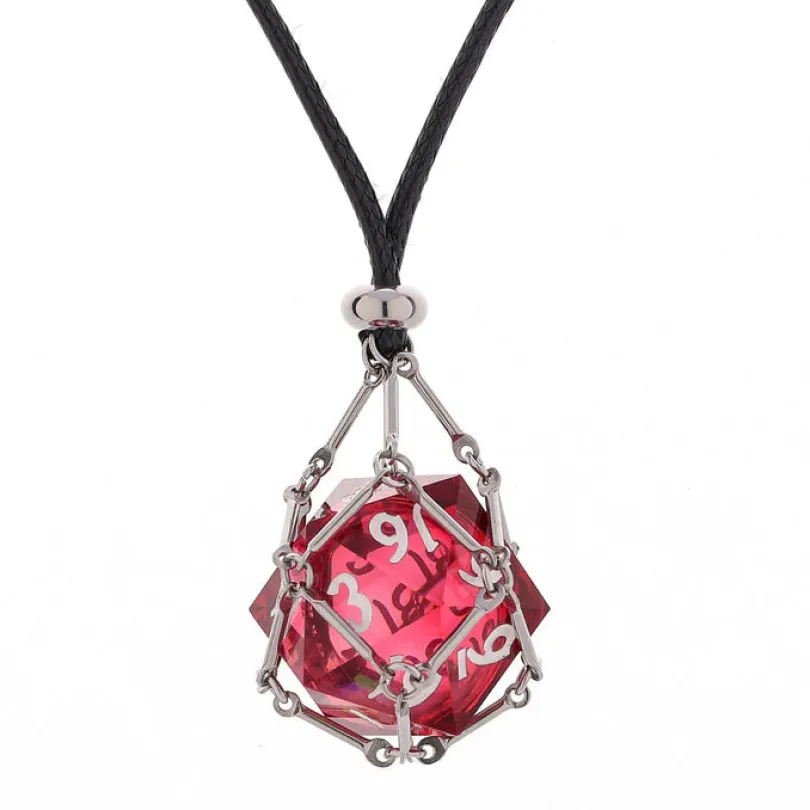 Mysticage Dice Chain with Random Sharp Resin D20s Silver