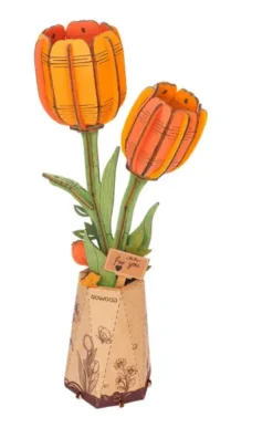 Orange Tulip Wooden Flower Bouquet Rowood Rolife