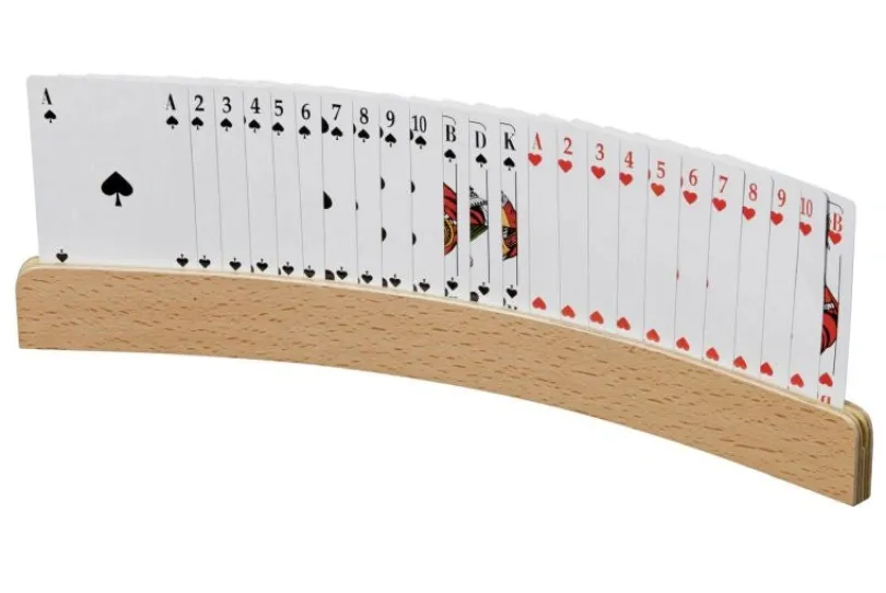 Playing card holder, wood, 35 cm (6693)