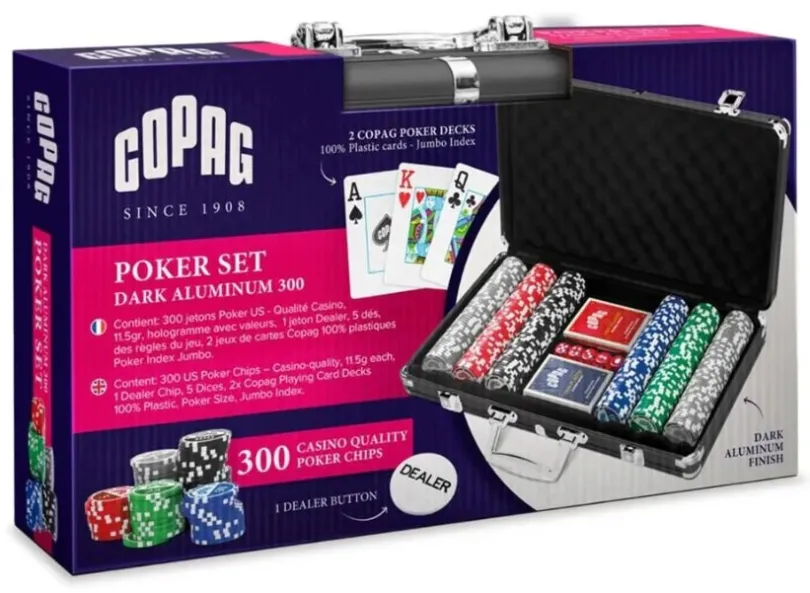 300 Poker Chips Set in Dark Aluminum Suitcase Copag