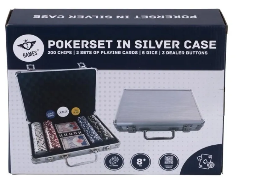 Pokerset i metallväska, med 200 marker (11.5 grams)