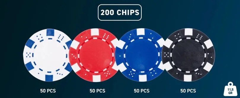 Pokerset i metallväska, med 200 marker (11.5 grams)
