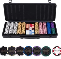 Pokerset i svart metallväska, 500 marker utan valör(14 grams)