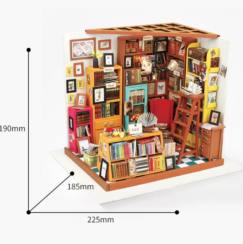 Sam's Study - DIY Miniature House, Bookshelf Decoration Kit - Rolife