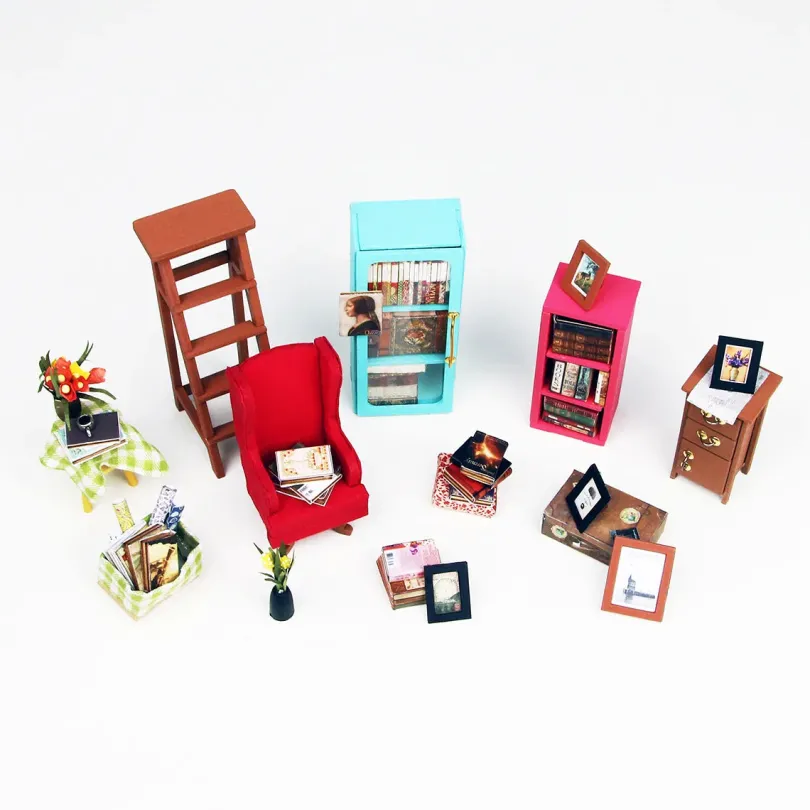 Sam's Study - DIY Miniature House, Bookshelf Decoration Kit - Rolife