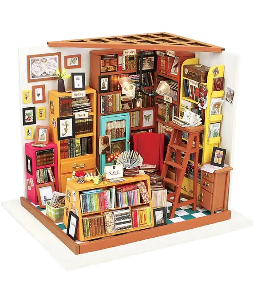 Sam's Study - DIY Miniature House, Bookshelf Decoration Kit - Rolife