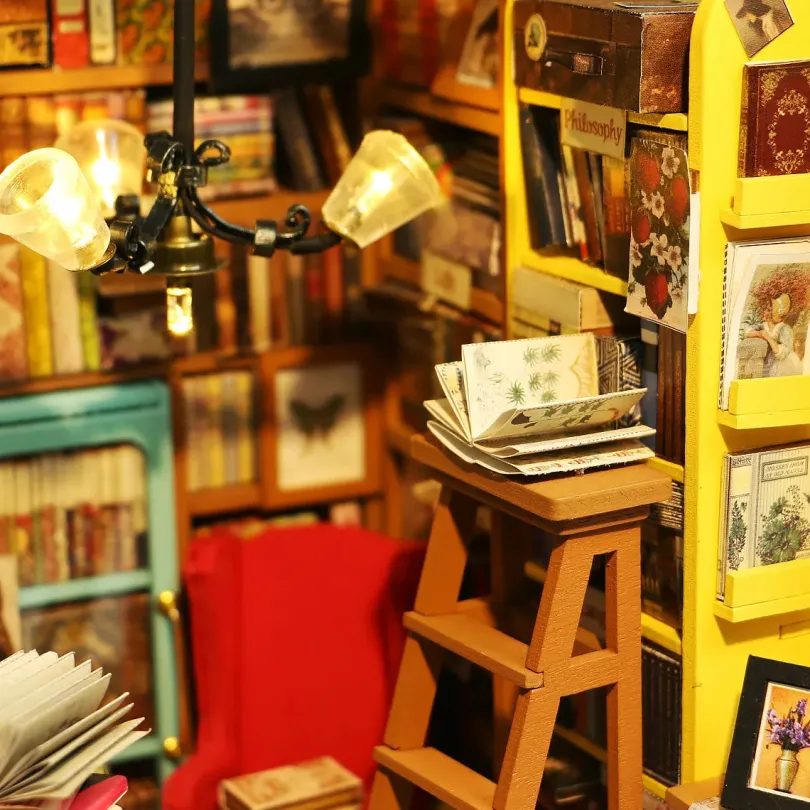 Sam's Study - DIY Miniature House, Bookshelf Decoration Kit - Rolife