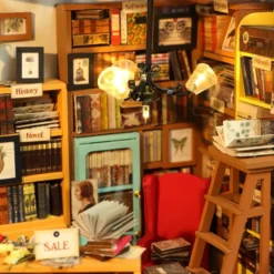 Sam's Study - DIY Miniature House, Bookshelf Decoration Kit - Rolife