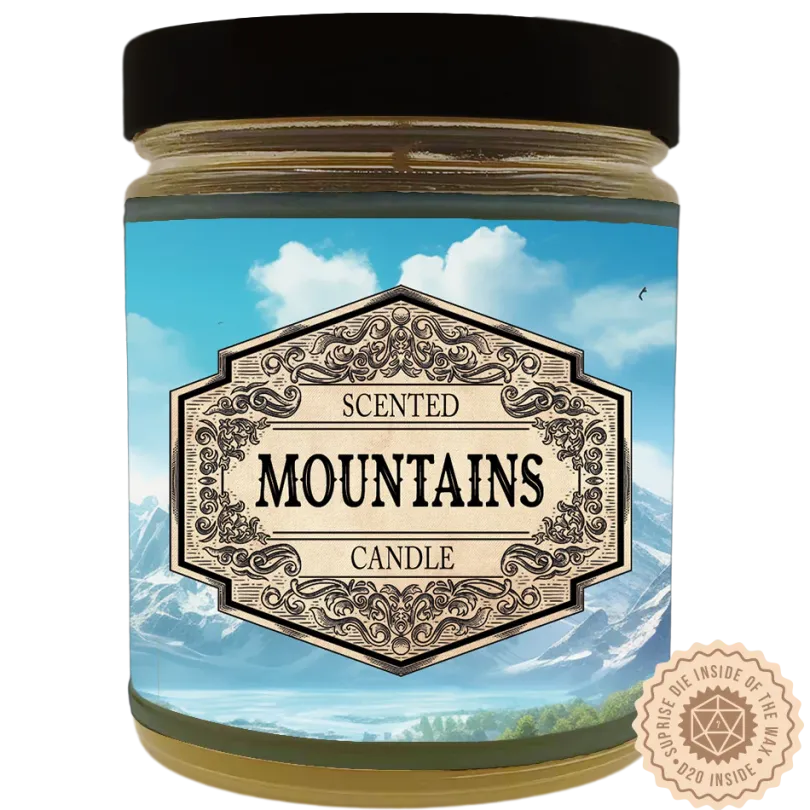 Scented Candle Mountains with Surprise D20 Dice