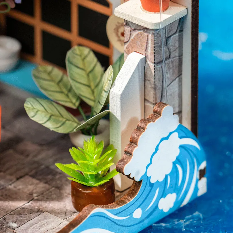 Sea Holiday Restaurant - DIY Miniature House, Bookshelf Decoration Kit - Rolife