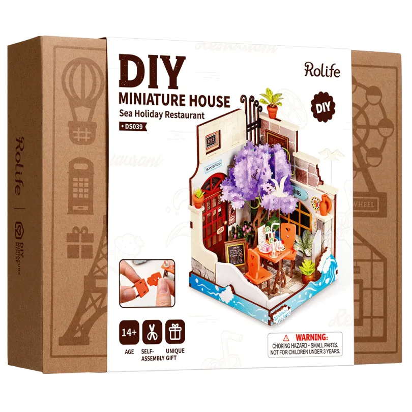 Sea Holiday Restaurant - DIY Miniature House, Bookshelf Decoration Kit - Rolife