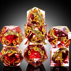 Sharp Edge Dice Set (7) Rings Red