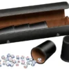 Synthetic leather dice cup set of 5 with case incl. 25 dice, black (7995)