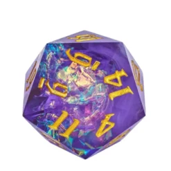 Titan D20 Purple Glitter (33mm) ( Gold Font )