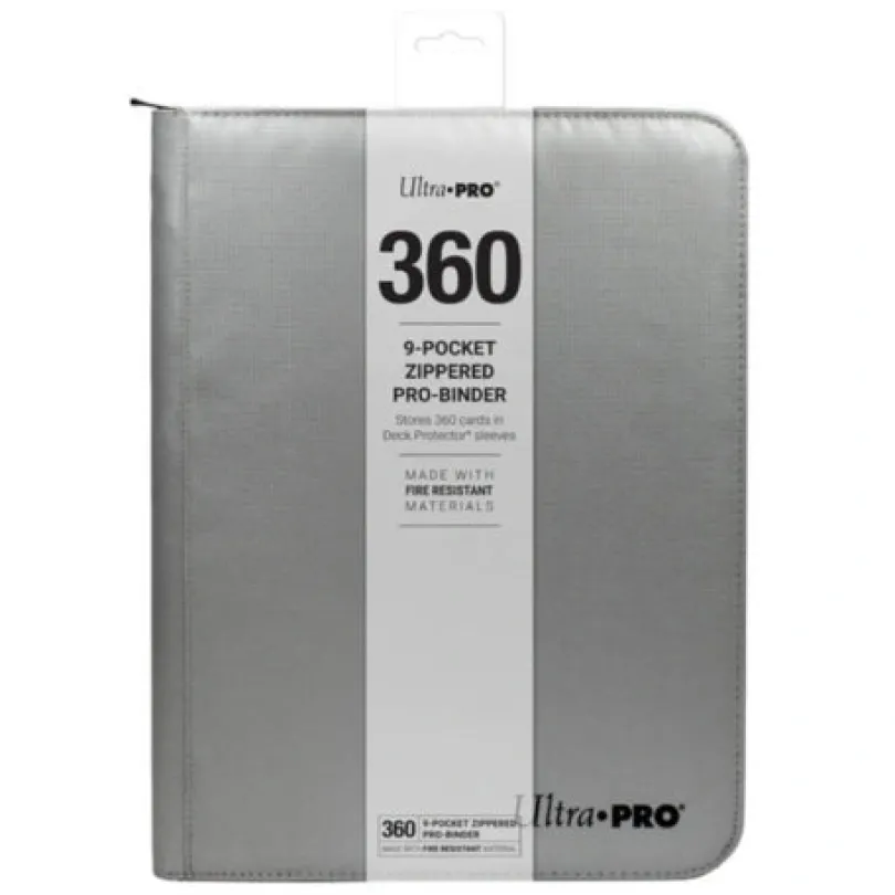 UP 9-Pocket Zippered PRO-Binder - Silver with Fire resistant material