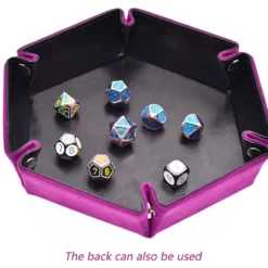 Velvet PU Leather Folding Hexagon Dice Tray - Mörk Rosa