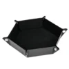 Velvet PU Leather Folding Hexagon Dice Tray - Svart