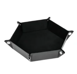 Velvet PU Leather Folding Hexagon Dice Tray - Svart