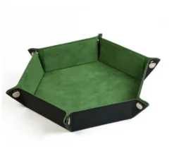 Velvet PU Leather Folding Hexagon Dice Tray - Ljus Grön
