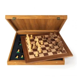 Walnut Schack set 50x50cm (Large) with Staunton Chessmen Manopoulos