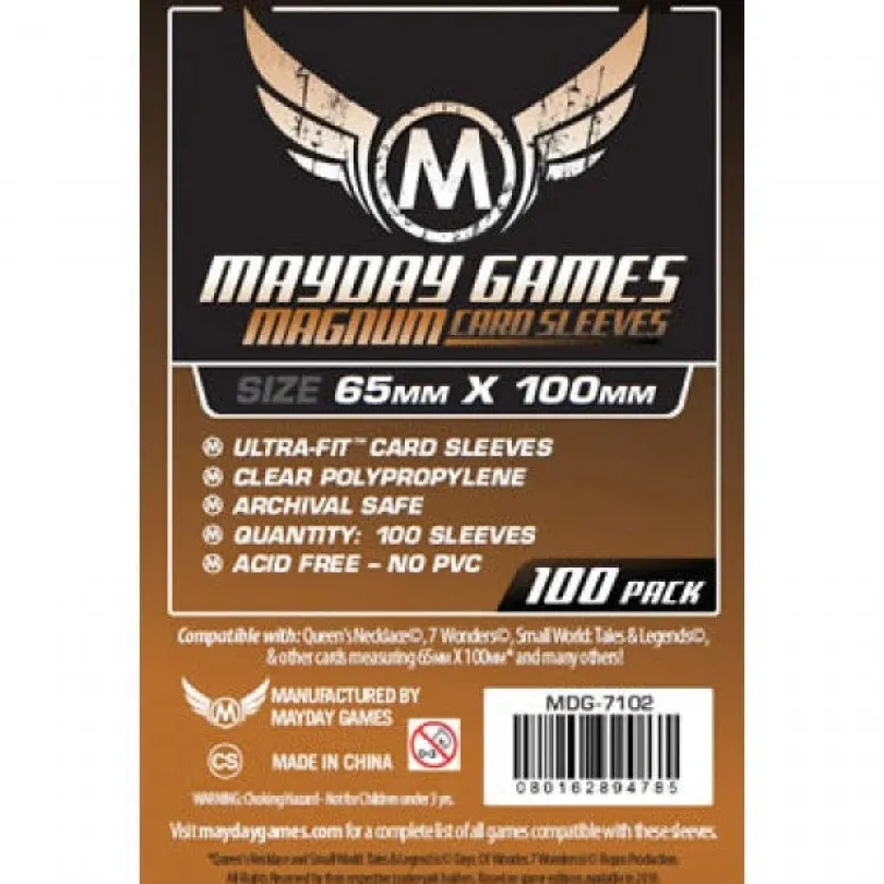 (65x100 mm) Mayday Games Card Sleeves - Magnum Ultra-Fit - Red
